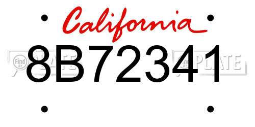 8B72341 California License Plate