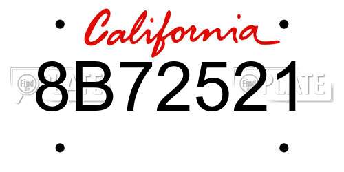 8B72521 license plate in CA state