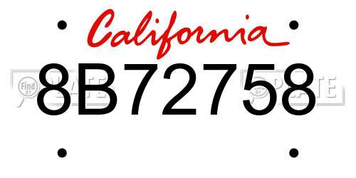 8B72758 California License Plate