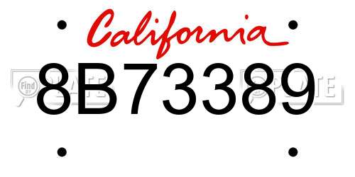 8B73389 California License Plate