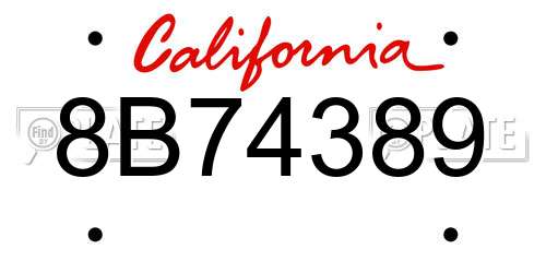 8B74389 California License Plate