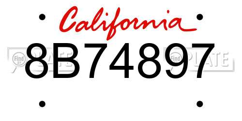 8B74897 California License Plate