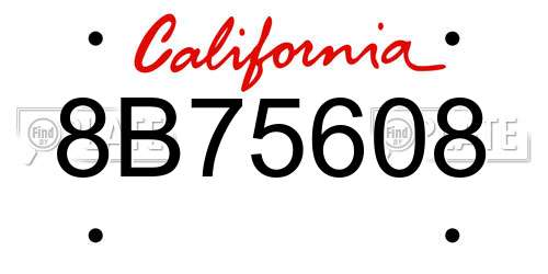 8B75608 California License Plate