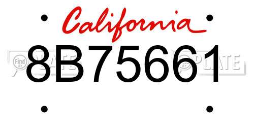 8B75661 California License Plate