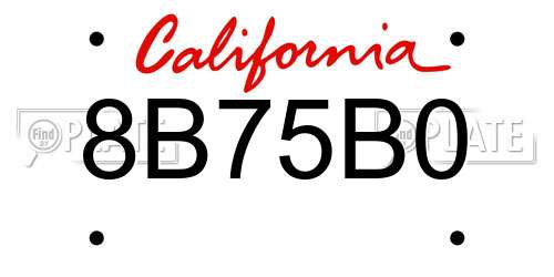 8B75B0 California License Plate