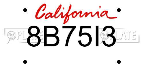 8B75I3 California License Plate