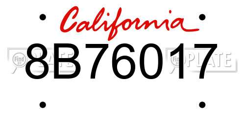 8B76017 California License Plate
