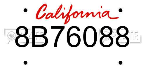 8B76088 California License Plate