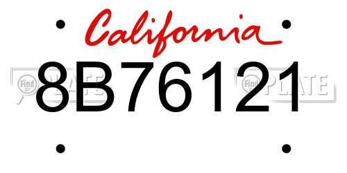 8B76121 California License Plate