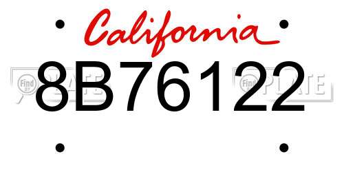 8B76122 California License Plate