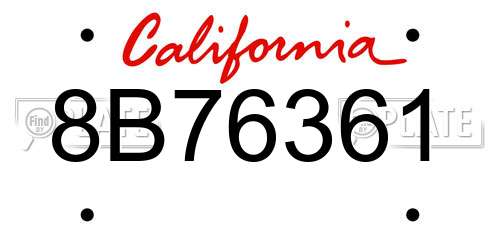 8B76361 license plate in CA state