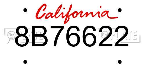 8B76622 California License Plate