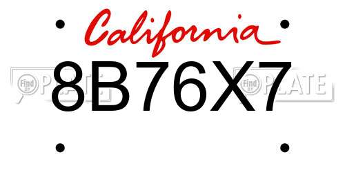 8B76X7 California License Plate