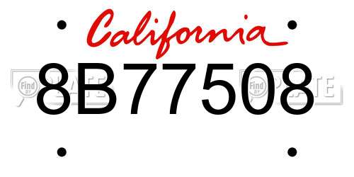 8B77508 California License Plate