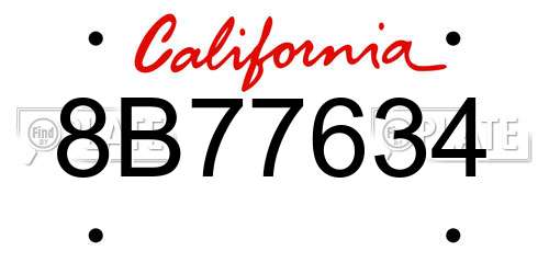 8B77634 California License Plate