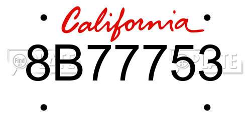 8B77753 California License Plate