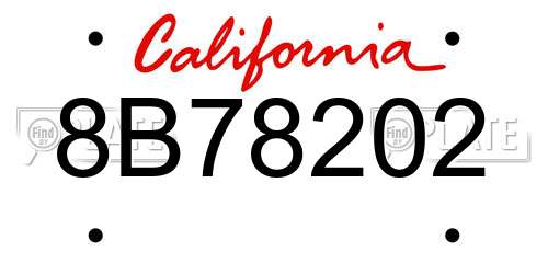 8B78202 California License Plate