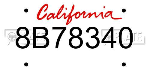 8B78340 California License Plate