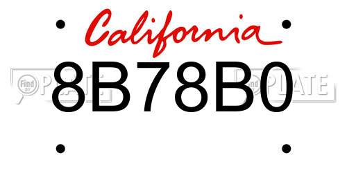 8B78B0 California License Plate