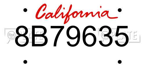 8B79635 California License Plate