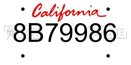8B79986 California License Plate