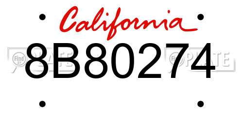 8B80274 California License Plate