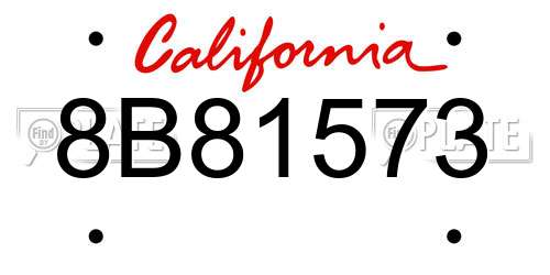 8B81573 California License Plate