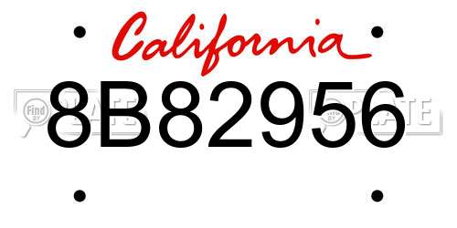 8B82956 California License Plate