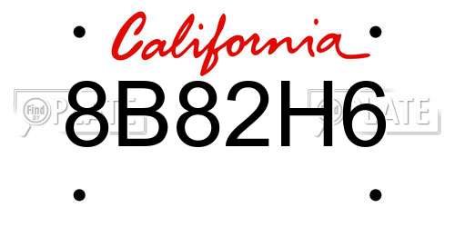 8B82H6 California License Plate