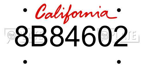 8B84602 California License Plate