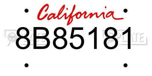 8B85181 California License Plate