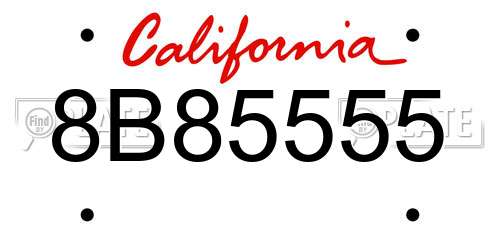 8B85555 California License Plate