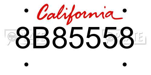 8B85558 California License Plate