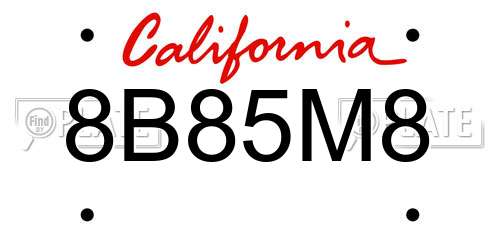 8B85M8 California License Plate