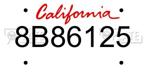 8B86125 California License Plate