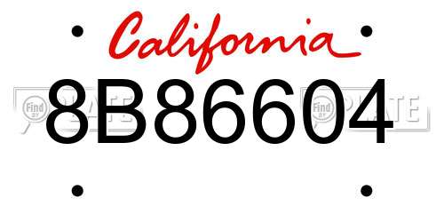 8B86604 California License Plate