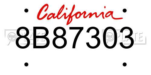 8B87303 California License Plate