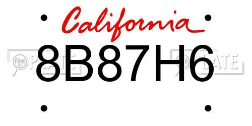 8B87H6 California License Plate