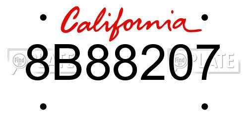 8B88207 California License Plate