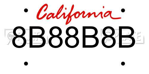 8B88B8B California License Plate