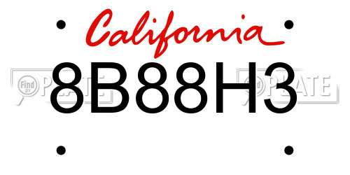 8B88H3 California License Plate