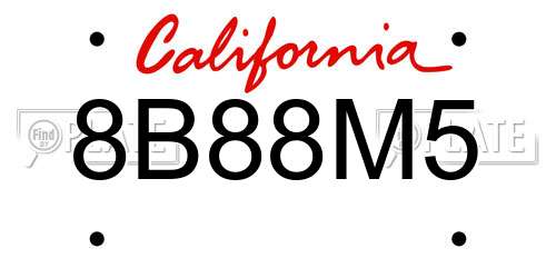 8B88M5 California License Plate