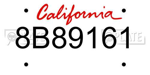8B89161 California License Plate