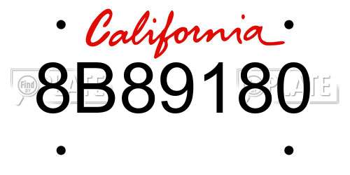 8B89180 California License Plate