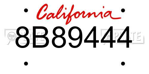 8B89444 California License Plate