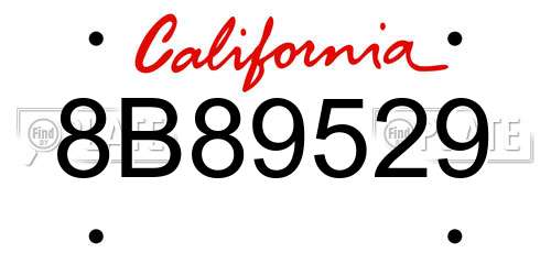 8B89529 California License Plate