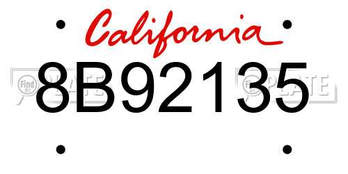 8B92135 California License Plate