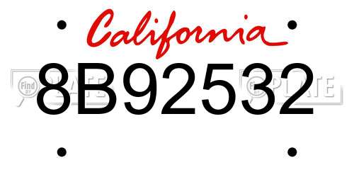 8B92532 California License Plate