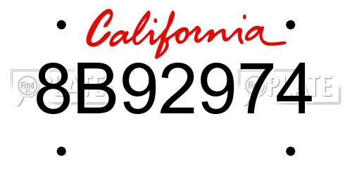 8B92974 California License Plate