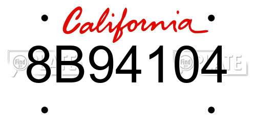 8B94104 California License Plate